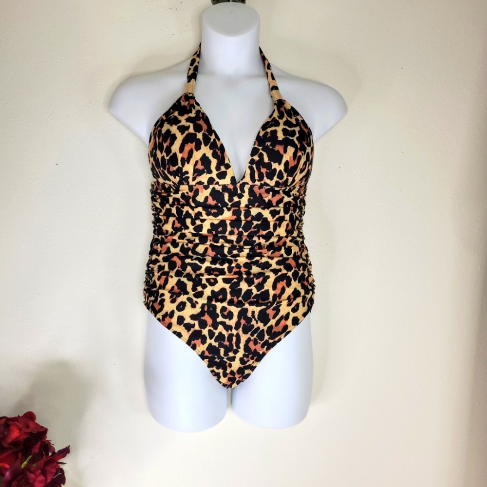 Leopard Print Halter Swimsuit